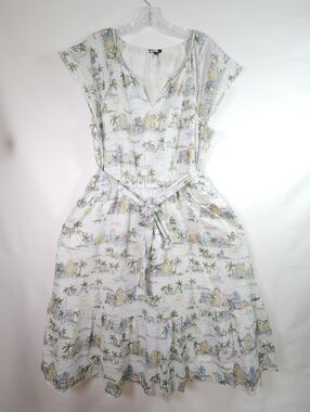 Talbots Scenic Curacao Ruffle Fit & Flare Dress | Midi Ruffle Dress| Size 14